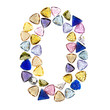 Gemstones numbers collection, figure 0. Isolated on white backgr Gemstones numbers collection, figure 0. Isolated on white backgr
