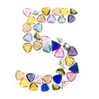 Gemstones numbers collection, figure 5. Isolated on white backgr Gemstones numbers collection, figure 5. Isolated on white backgr