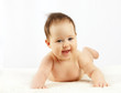 The happy baby on the isolated white background