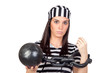 Beautiful prisoner with inmate ball