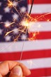 sparkler and usa flag