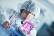 Photo: little child scientist in lab little child scientist in lab