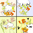Set of four floral card