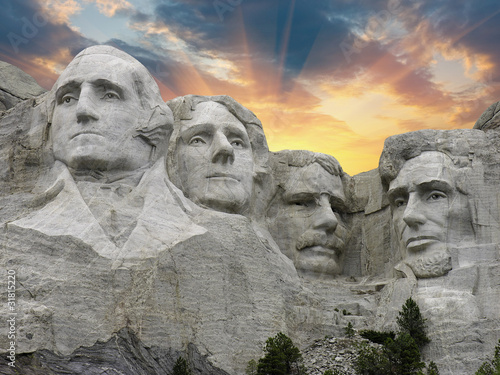 Photo: Sunset over Mount Rushmore, South Dakota, U.S.A. Sunset over Mount Rushmore, South Dakota, U.S.A.