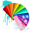 color swatches with paint splatters, vector format