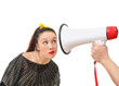 intriguing woman and megaphone intriguing woman and megaphone