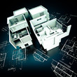 Designer Modern building on blueprints Designer Modern building on blueprints