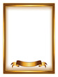 golden frame with ribbon vector