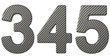 Carbon fiber font 3 4 5 numerals