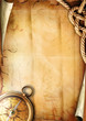 Old paper texture with a compass and rope