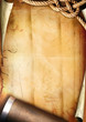 Foto: Old paper texture with a rope and a pipe Old paper texture with a rope and a pipe