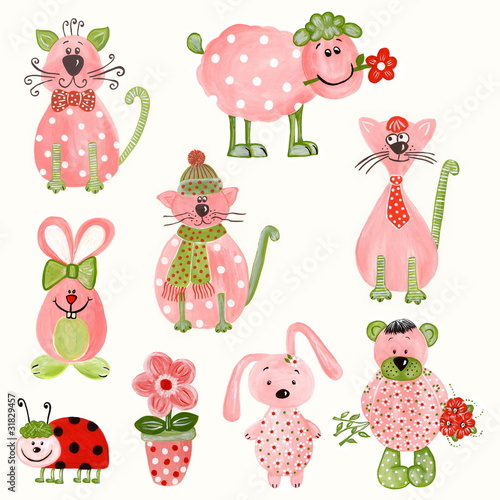 Illustration: Set of cartoon characters Set of cartoon characters