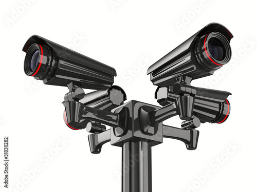 10 best security camera on Four security camera on white background. Isolated 3D image by Sergey ...