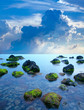 Sea stones at sunset