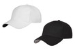 black and white caps