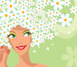 vector flower spring girl background vector flower spring girl background