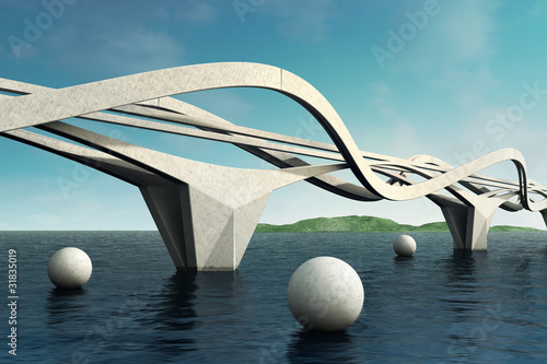 Illustration: Futuristic bridge. Futuristic bridge.