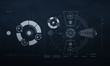 Photo en ligne au meilleur prix drawing mechanism on a dark background. blueprint