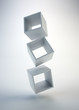 Three empty floating boxes - Abstract composition