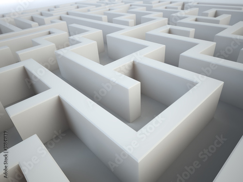 Illustration: Maze close-up - complex problem solving concept Maze close-up - complex problem solving concept