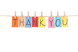 Thank you, words hang by wooden peg