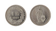 Swiss Franc Coin Isolated on White
