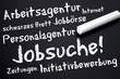 Tafel mit Jobsuche in schwarz
