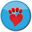 Paw print love button.Vector