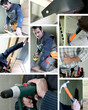 Mosaic of carpenter working