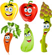 Funny cute vegetables - peppers, asparagus, carrots, zucchini Funny cute vegetables - peppers, asparagus, carrots, zucchini
