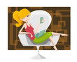 Young woman relaxing with laptop and coffee cup Young woman relaxing with laptop and coffee cup
