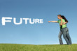 young couple looking in hope to future