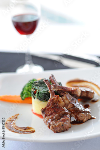 Photo: close-up of juice roasted lamb chops close-up of juice roasted lamb chops