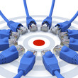 Blue network cables - meeting at the hotspot