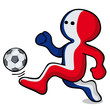 frankreich maskottchen spielt fussball