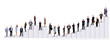 Business people team and diagram. Isolated over white