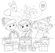 Bambina felice che festeggia il compleanno Bambina felice che festeggia il compleanno
