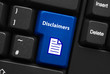 DISCLAIMERS Key (legal information terms and conditions button)
