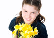 Cute little girl giving flowers Cute little girl giving flowers