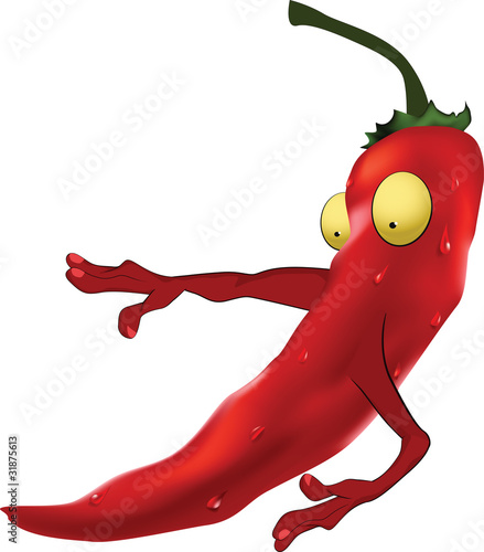 Vector: The scared red Chilean pepper. Cartoon The scared red Chilean pepper. Cartoon