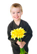 Cute little boy giving flowers Cute little boy giving flowers