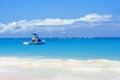 Beautiful beach, atlantic ocean and boat