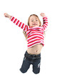 Adorable little girl jumping in air. isolated on white backgrou Adorable little girl jumping in air. isolated on white backgrou