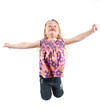 Adorable little girl jumping in air. isolated on white backgrou Adorable little girl jumping in air. isolated on white backgrou