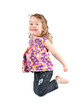 Adorable little girl jumping in air. isolated on white backgrou Adorable little girl jumping in air. isolated on white backgrou