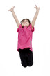 Adorable little girl jumping in air. isolated on white backgrou Adorable little girl jumping in air. isolated on white backgrou