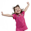 Adorable little girl jumping in air. isolated on white backgrou Adorable little girl jumping in air. isolated on white backgrou