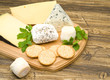 Assortment of cheeses on a cheese-board