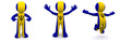 3d character textured with flag of Barbados