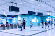 Walking people in subway station, blue toned. Walking people in subway station, blue toned.